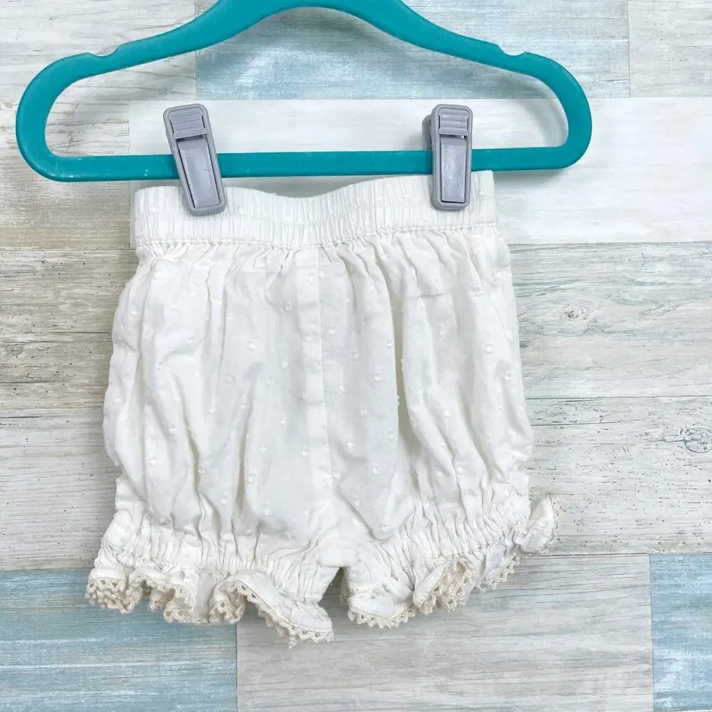 Camille & Leah Ribbon Lace 2 Piece Set Cream Dress Short Baby Girl 12M 12 Months